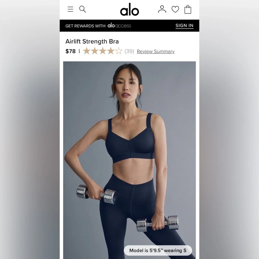 Alo Yoga NWT Airlift Strength Sports Bra Navy Blue Size S